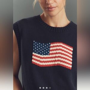 Porridge Anthropologie Navy Knit Sleeveless Flag Sweater-3x NWT